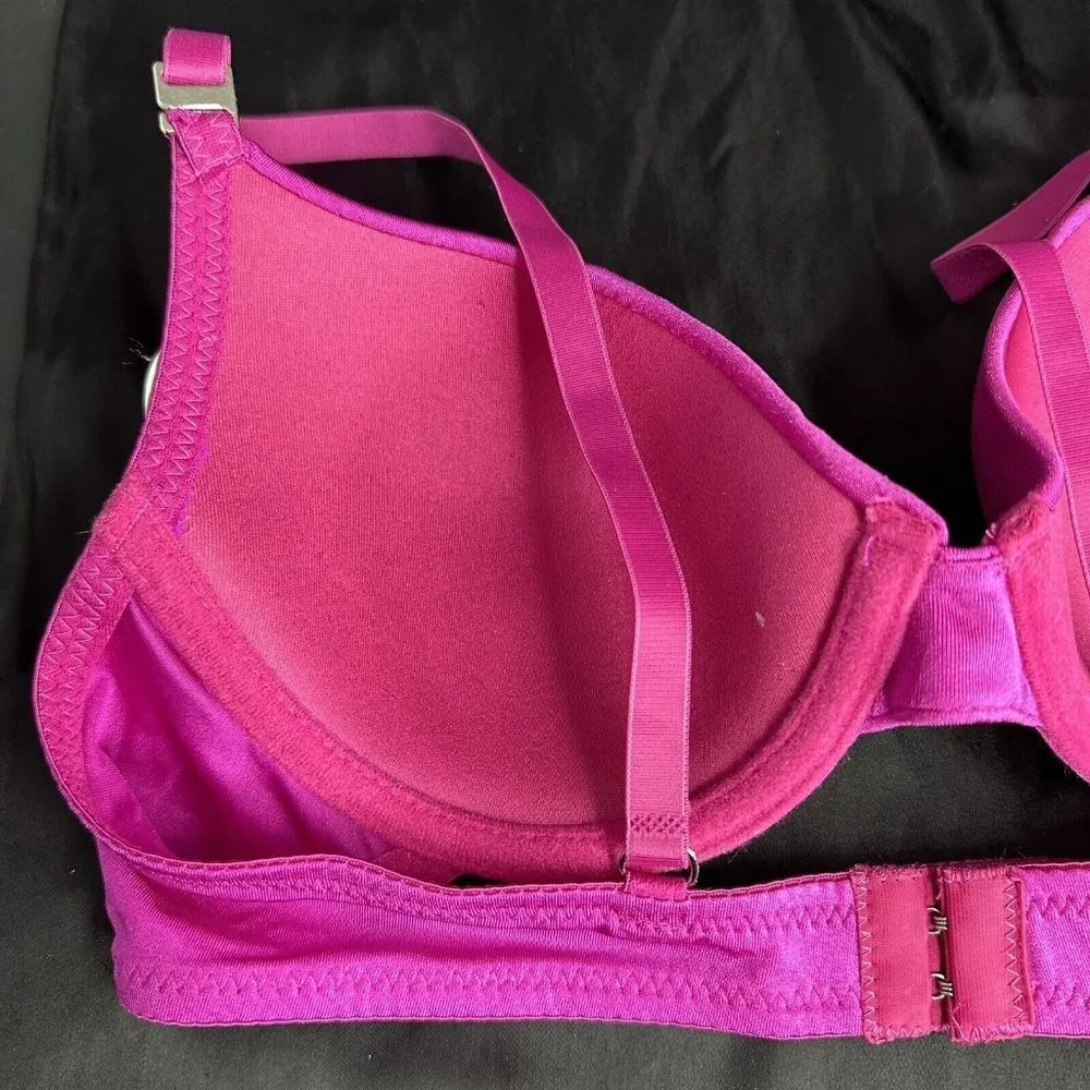 Mopas Intimates Pink Bra Rhinestone Straps Adjustable Straps Underwire - Picture 8 of 12